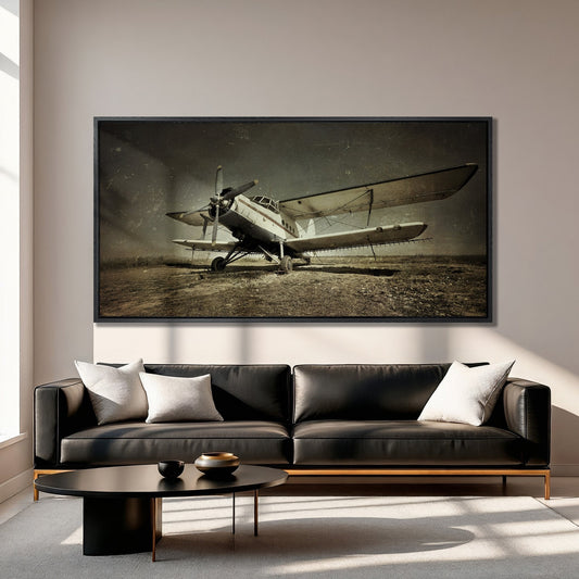 Vintage Airplane Canvas Print Extra Large Wall Art