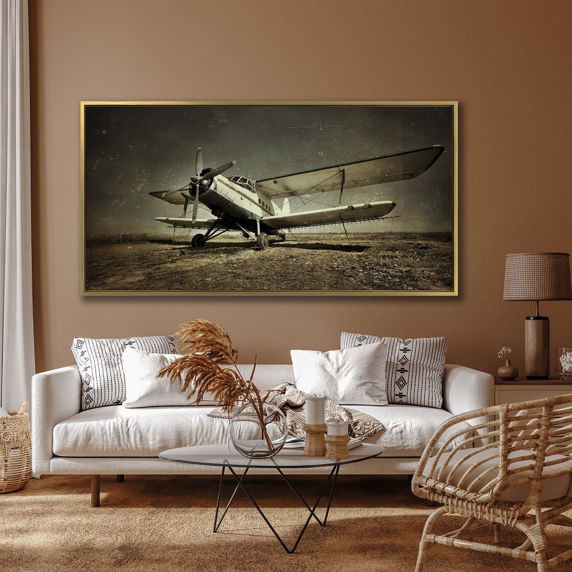 Vintage Airplane Canvas Print Extra Large Wall Art