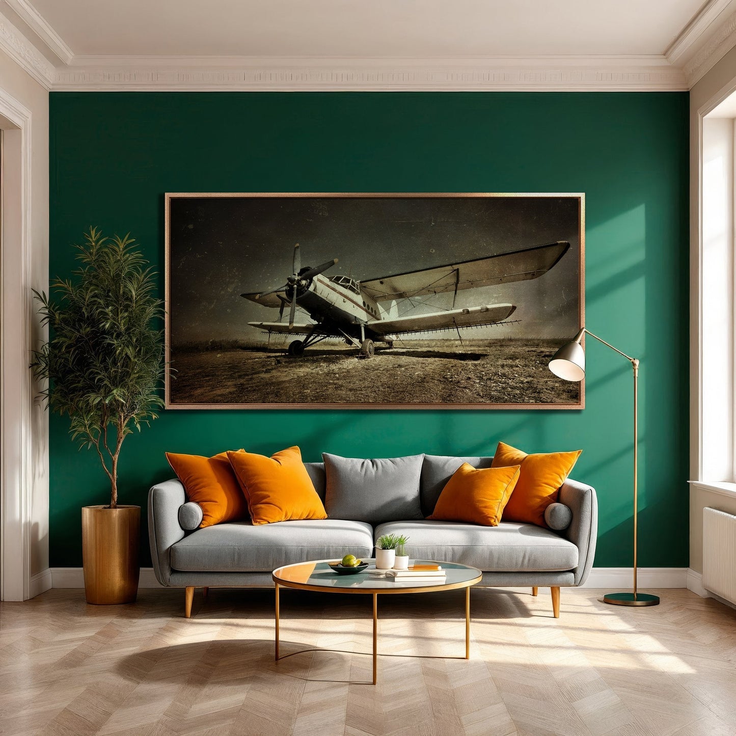 Vintage Airplane Canvas Print Extra Large Wall Art