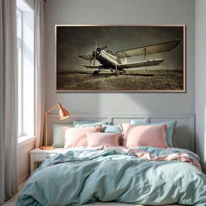 Vintage Airplane Canvas Print Extra Large Wall Art