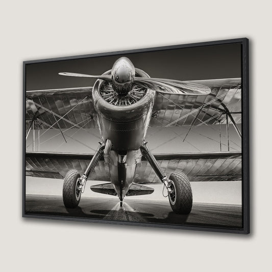 Vintage Airplane on Runway Canvas Print Aviation Decor