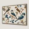Vintage Bird and Floral Framed Canvas Print Artwork