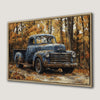 Vintage Blue Truck in Fall Forest Canvas Print