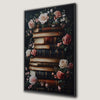 Vintage Book Stack and Roses Canvas Print Wall Art