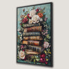 Vintage Book Stack with Green Foliage Canvas Print