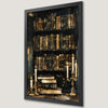 Vintage Bookcase Art Poster for Dark Academia Style