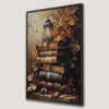 Vintage Books Halloween Canvas Print with Autumn Leaves