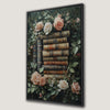 Vintage Books with Roses Framed Canvas Print Wall Art