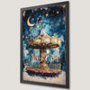 Vintage Carousel Horse Art Poster - Magical Starry Night Decor