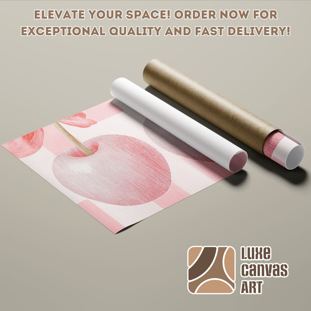 Poster Roll featuring a cherry design in a soft pink palette. Elevate your space with Luxe Canvas Art!