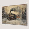 Vintage Christmas Train Canvas Print Winter Landscape Art