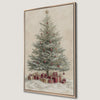 Vintage Christmas Tree Canvas Print with Gifts Ready to Hang