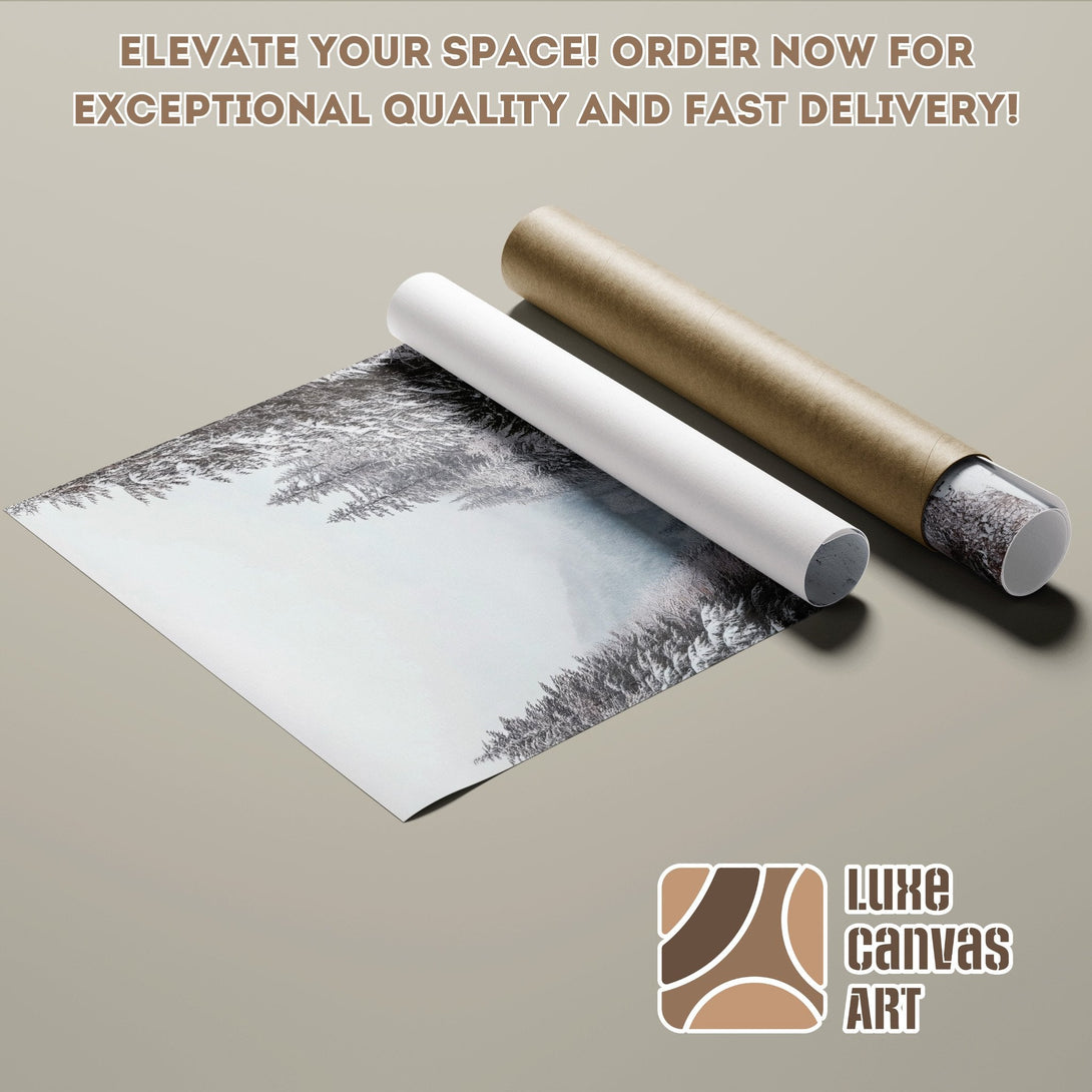 Poster Roll featuring a serene winter landscape in a monochrome palette. Elevate your space!