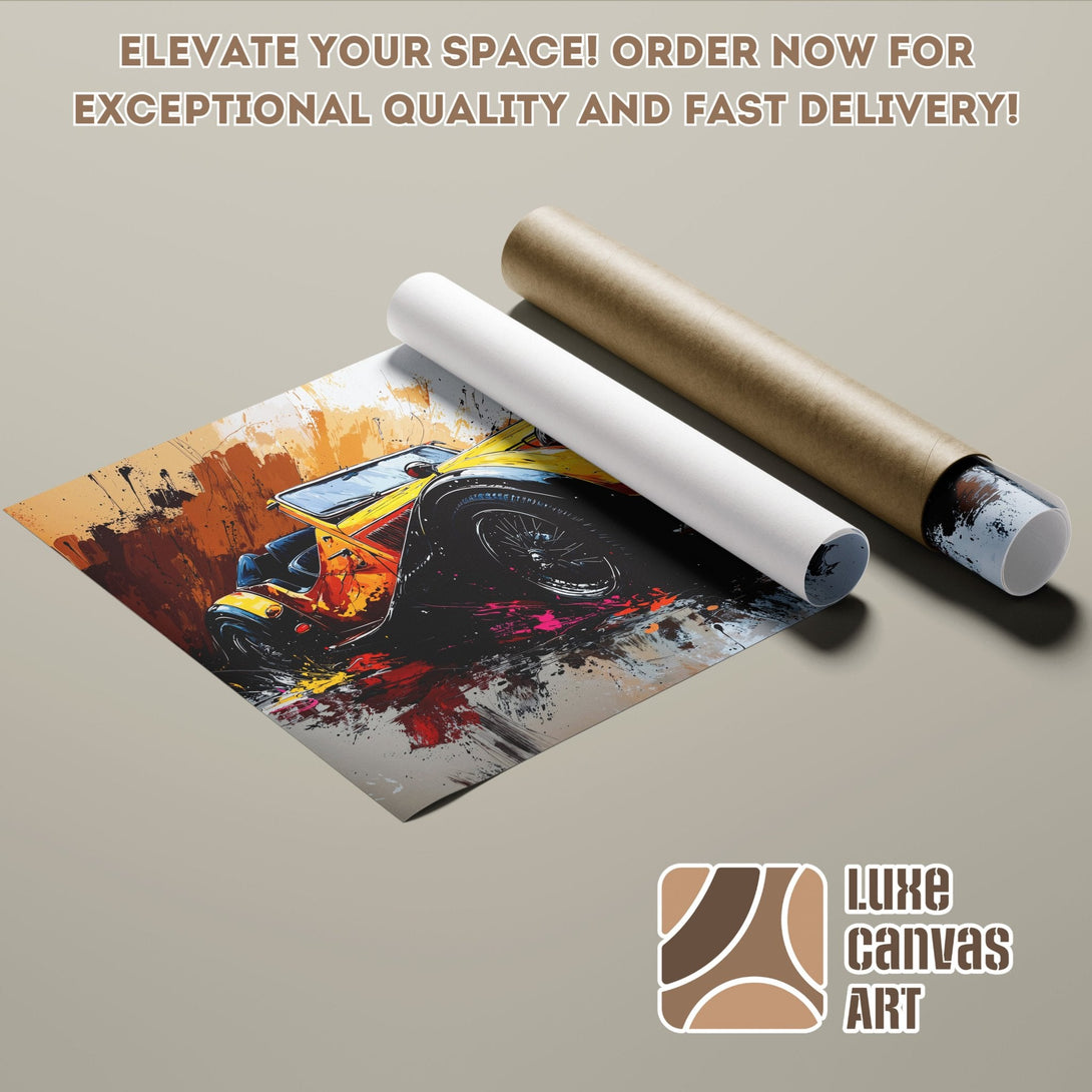 Abstract car art Poster Roll, vibrant colors, perfect for modern decor. Shop now!