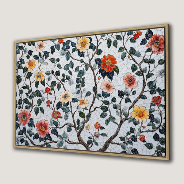 Framed Wall Art featuring a floral watercolor design with warm tones. Perfect for adding a touch of nature and elegance to your home decor.