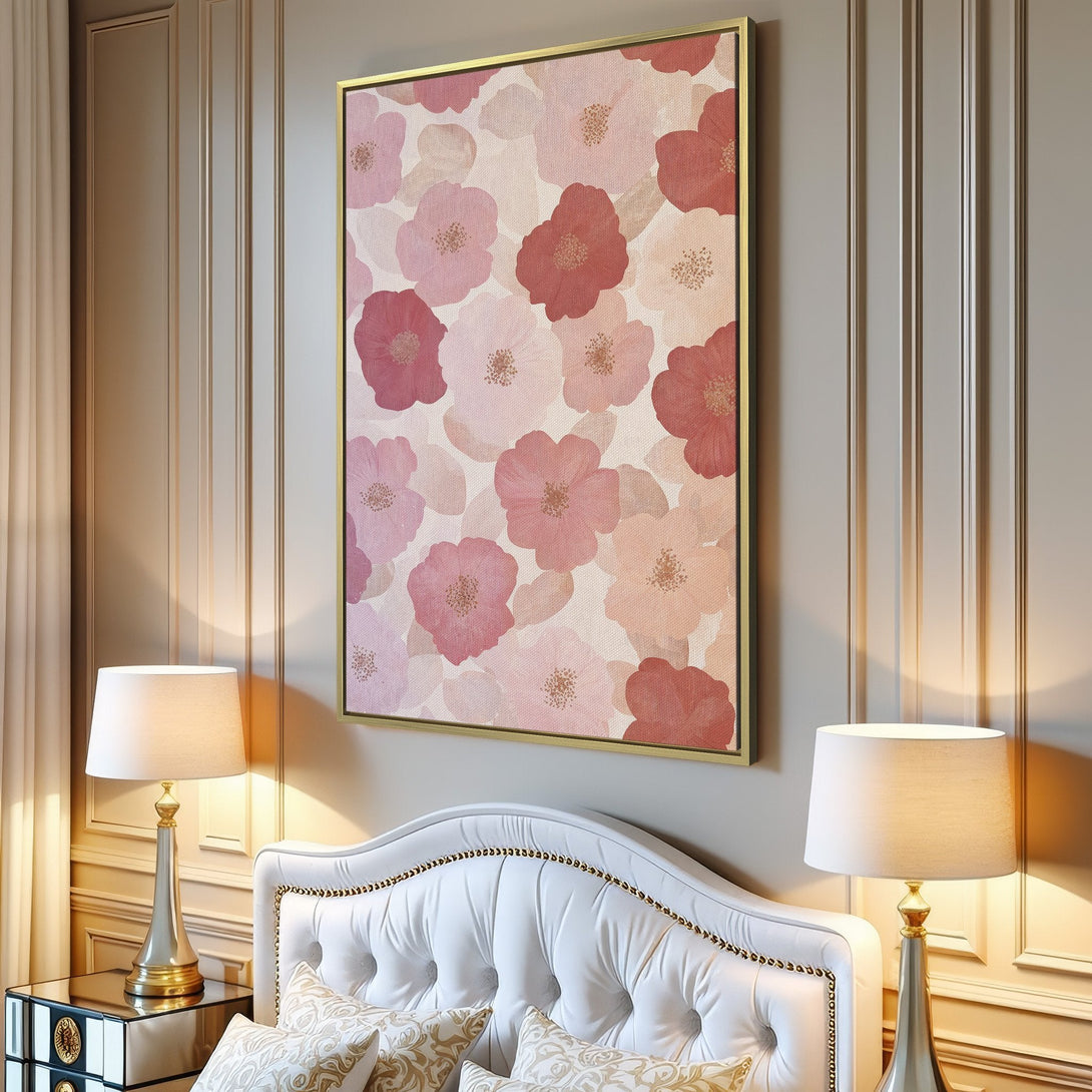 Canvas Print featuring floral art in a watercolor style. Soft pink and peach hues create a calming, modern aesthetic. Perfect for adding a touch of elegance.
