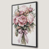 Vintage Flower Bouquet Framed Canvas Print Peonies