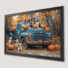 Vintage Halloween Truck with Dogs Art Poster for Autumn Decor