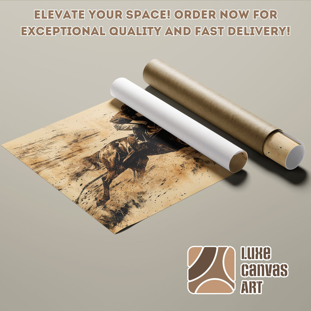 Poster Roll featuring a horse in a sepia tone, perfect for rustic decor. Order yours today!