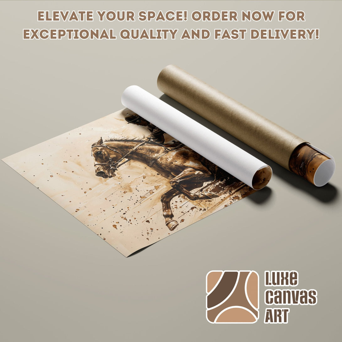 Poster Roll featuring a horse painting in sepia tones. Elevate your space with this stunning art!