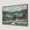 Vintage Landscape with Barn Framed Canvas Art Print