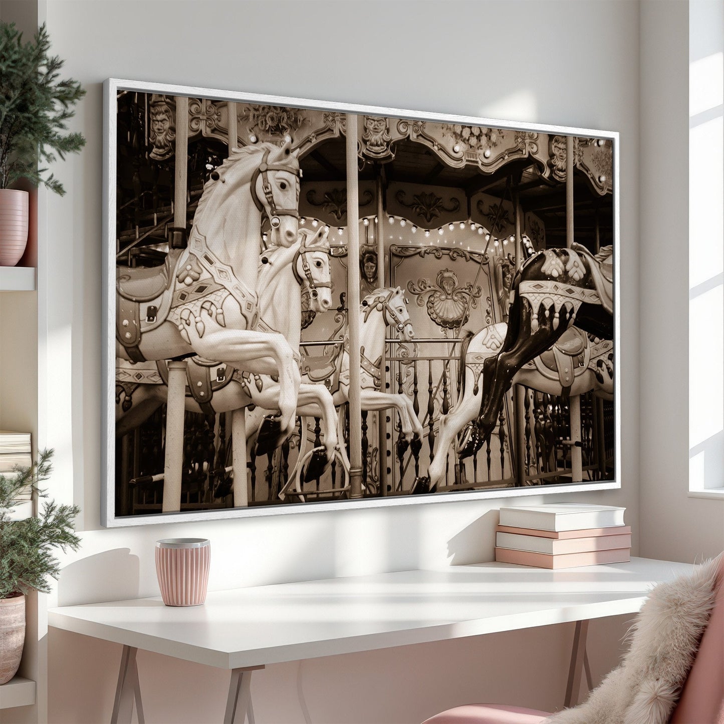 Vintage Paris Carousel Canvas Print for Kids' Room