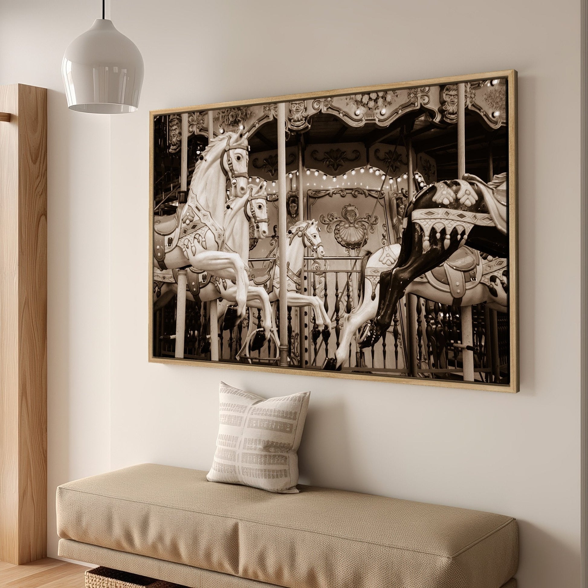 Vintage Paris Carousel Canvas Print for Kids' Room