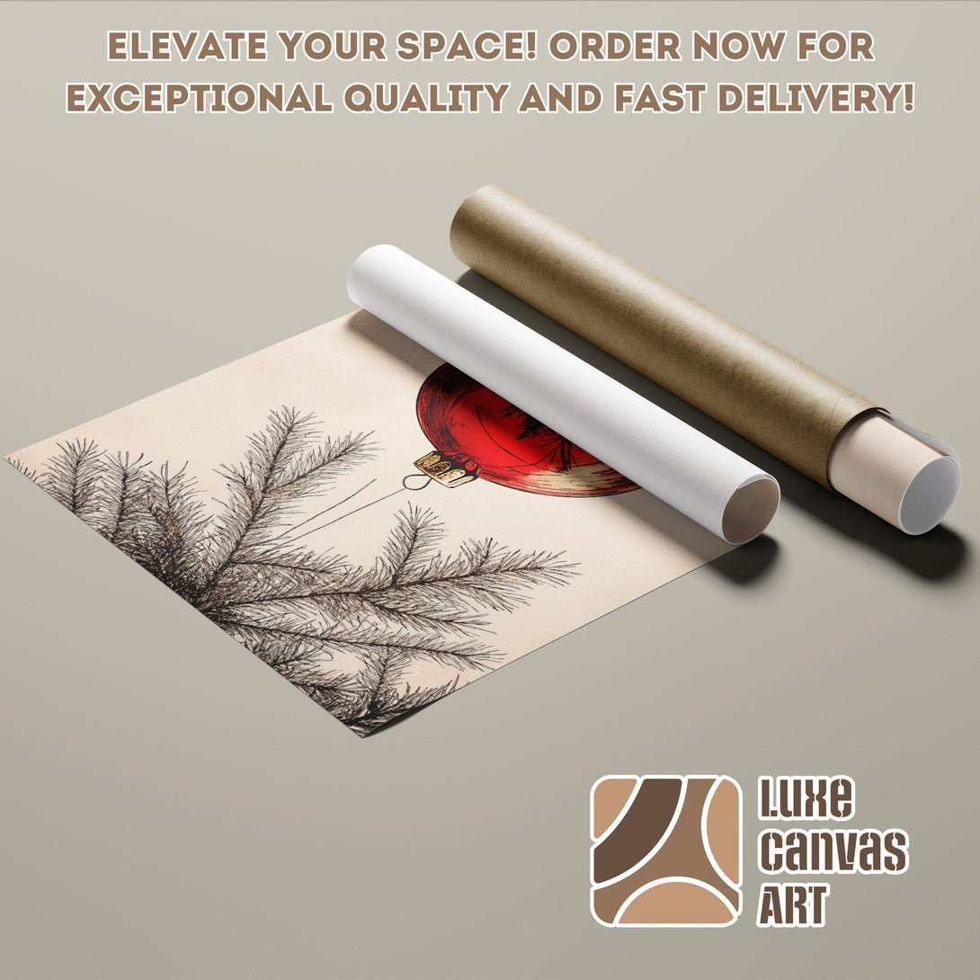 Poster Roll with Christmas ornament art, neutral tones, and elegant style. Order yours today!