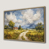 Vintage Rural Countryside Scene Canvas Print with Mountain