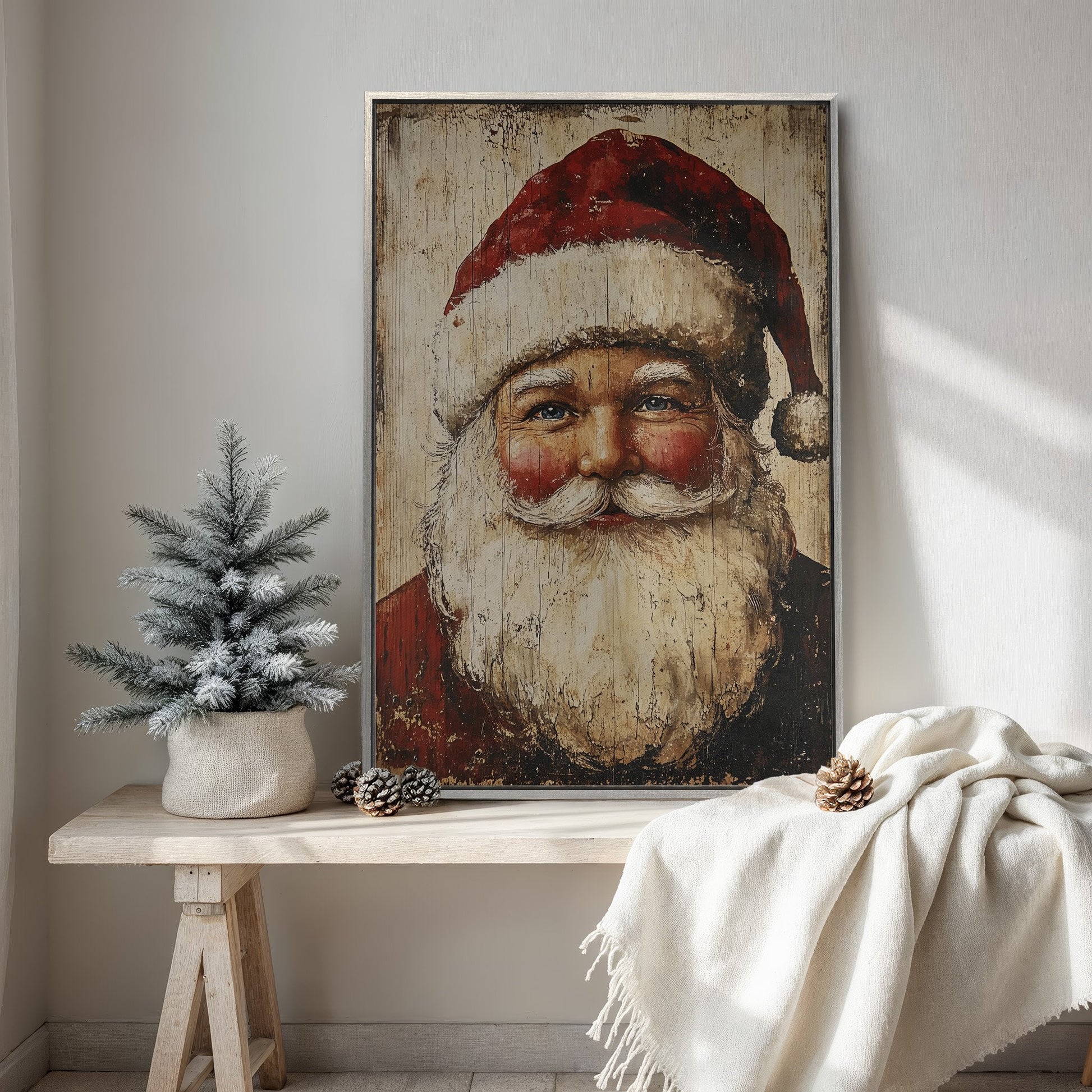 Vintage Santa Claus Canvas Print Festive Wall Art