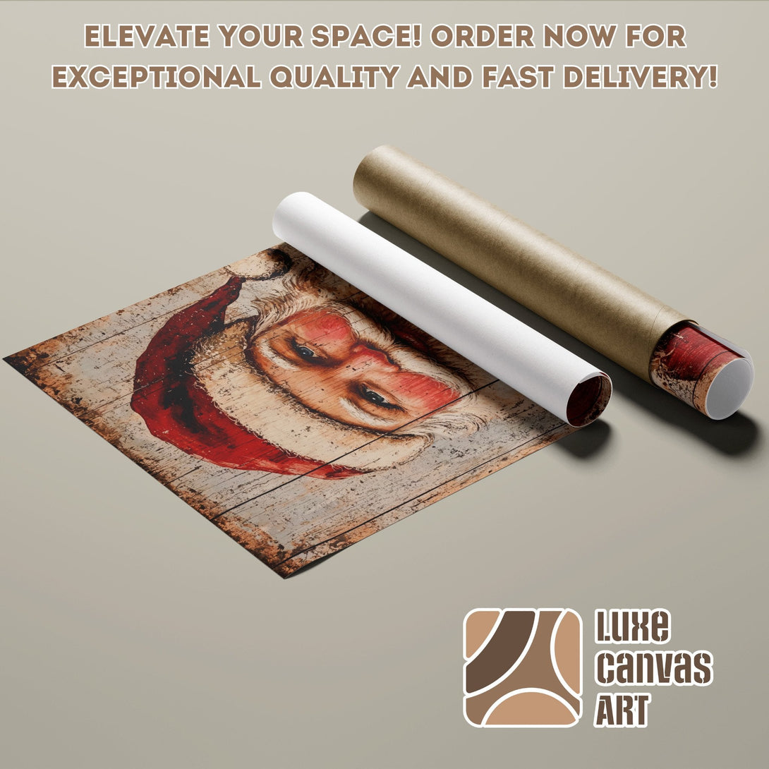 Poster Roll featuring Santa Claus art in rustic style, warm color palette. Elevate your space!