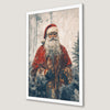 Vintage Santa in Forest Art Poster - Christmas Wall Decor