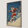 Vintage Skiing Santa Canvas Print Christmas Fun Decor
