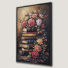 Vintage Stack of Books with Flowers Canvas Print for Home Library