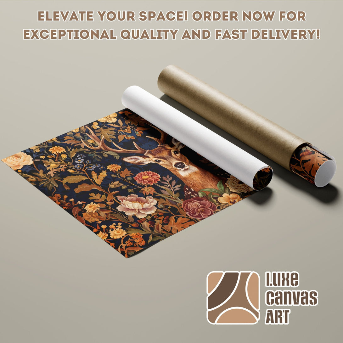 Deer & floral Poster Roll in warm tones. Elevate your decor with exceptional quality!