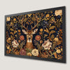 Vintage Stag and Floral Art Poster - Rustic Wall Decor