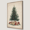 Vintage Style Christmas Tree with Gifts Canvas Print