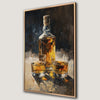 Vintage Whiskey Bottle and Glass Canvas Print Decor