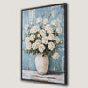Vintage White Roses in Vase Canvas Print Floral Art