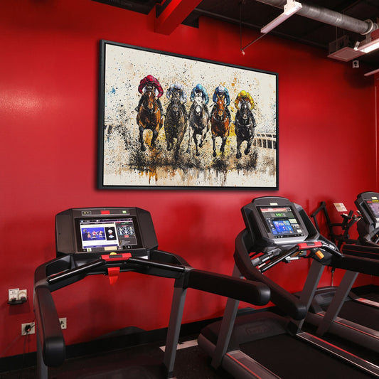 Vivid Jockeys Horse Racing Canvas Print Art