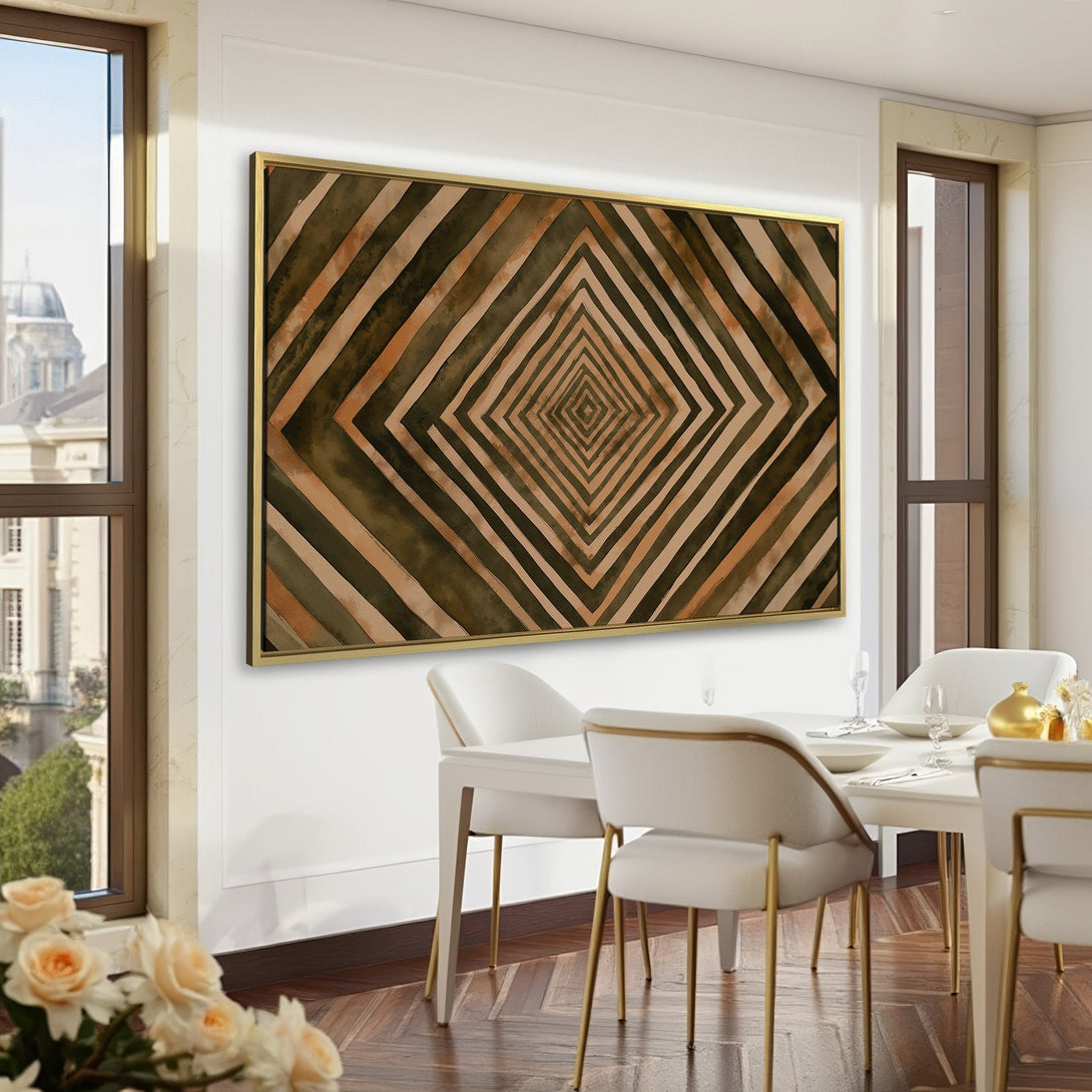 Canvas Print featuring an abstract geometric design in earthy tones. Modern wall art for a stylish interior.