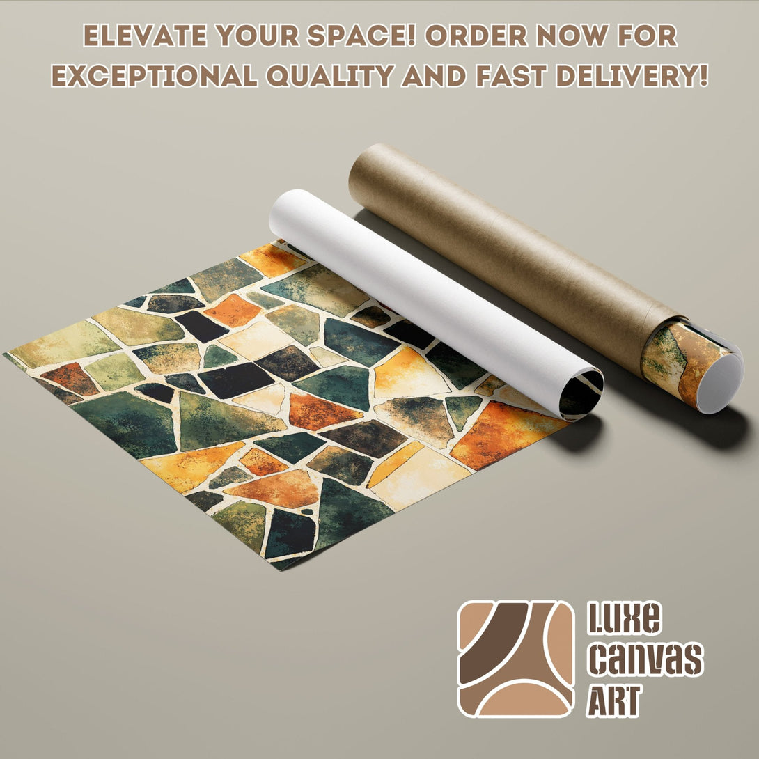 Poster Roll with abstract stone design in earthy tones. Elevate your space with this unique art.