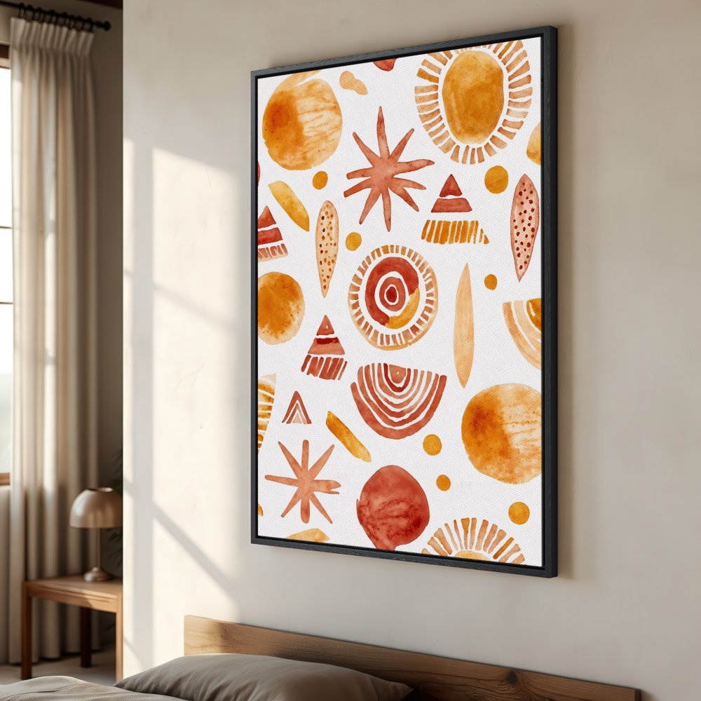 Framed Wall Art: Abstract watercolor print in warm orange tones. Modern art for your home. Shop Canvas Prints today!
