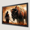 Warrior and Bison Art Poster - Powerful Native American Wall Decor
