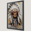 Warrior with Feather Headdress Art Poster - Indigenous Wall Decor
