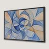 Watercolor Geometric Art Print Canvas: Blue and Beige Waves