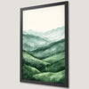 Watercolor Mountain Landscape Art Poster - Serene Green Decor