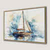 Watercolor Sailboat Nautical Scene Framed Canvas Print