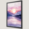 Watercolor Sunset Over Lake Art Poster for Serene Home Decor