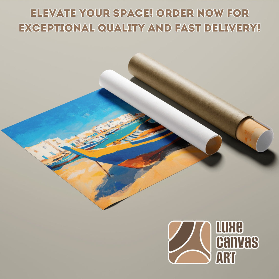 Coastal landscape Poster Roll, vibrant colors, modern art style. Elevate your space with this stunning art print!